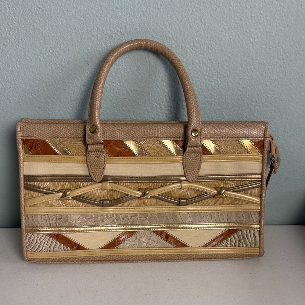 Jackson Double Handle Purse with Patchwork Design